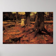 Girl in white in the woods, Vincent van Gogh Posters