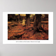 Girl in white in the woods, Vincent van Gogh Posters