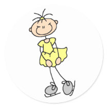 Girl In Yellow Ice Skater Sticker by stick_figures Girl In Yellow Ice Skater Sticker