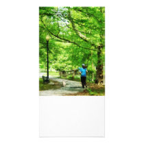 Girl Jogging With Dog Personalized Photo Card