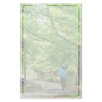 Girl Jogging With Dog Stationery Design