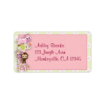 Girl Jungle Animal Baby Shower Address Label