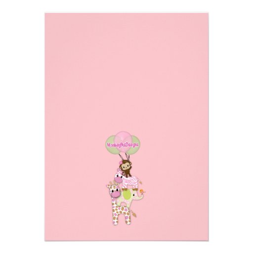 Girl Jungle Safari Animal Baby Shower Invitations