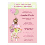 Girl Jungle Safari Animal Baby Shower Invitations