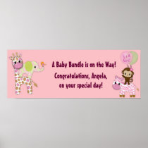 Girl Jungle Safari Baby Shower Banner Poster