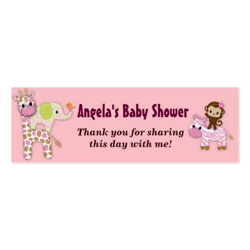 Girl Jungle Safari Baby Shower Favor Gift Tags Business Cards