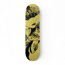Girl Kisses Skull Skate Deck