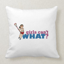 Girl Lacrosse Player Red Uniform Throw Pillows