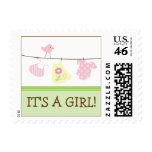Girl Laundry Baby Announcement Stamp (green) Girl Laundry Baby Announcement Stamp (green)