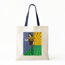 Girl Leaning On Brick Wall In Abstract Environment Canvas Bag