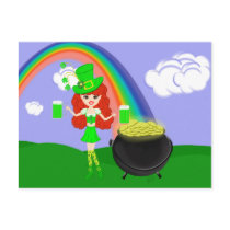 Girl Leprechaun 2 postcards by KirstenEdwards Girl Leprechaun 2 postcards