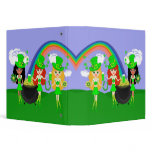 Girl Leprechauns with Rainbow and Gold 1.5" Vinyl Binder