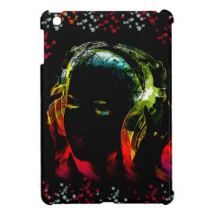 Girl Listening Music Headphones Neon Colors Gifts iPad Mini Cases