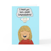 Girl Lost Tooth Teeth Growing Up Paper Card