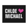 girl loves boy - heart with names (black) postcards