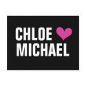 girl loves boy - heart with names (black) postcards by darmanddesigns girl loves boy - heart with names (black) postcards