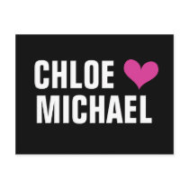 girl loves boy - heart with names (black) postcards by darmanddesigns girl loves boy - heart with names (black) postcards