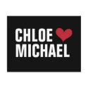 girl loves boy - heart with names (black/red) postcards by darmanddesigns girl loves boy - heart with names (black/red) postcards