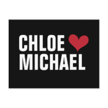 girl loves boy - heart with names (black/red) postcards by darmanddesigns girl loves boy - heart with names (black/red) postcards