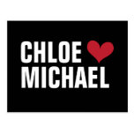 girl loves boy - heart with names (black/red) postcards
