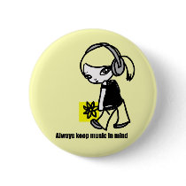 Girl M "keep Music in Mind" yellow button(BU085-2