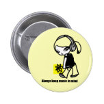 Girl M "keep Music in Mind" yellow button(BU085-2