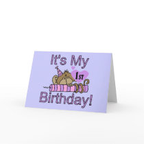 Girl Monkey 1st Birthday Greeting Card