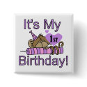 Girl Monkey 1st Birthday Tshirts and Gifts buttons by kids_birthdays Girl Monkey 1st Birthday Tshirts and Gifts buttons