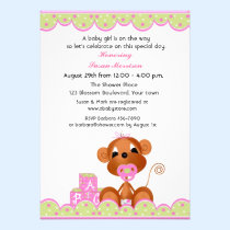 Girl Monkey Baby Shower invitations