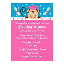 Girl Monkey Graduation Personalized Invites