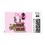 Girl Monkey I'm 2 Birthday Tshirts postage