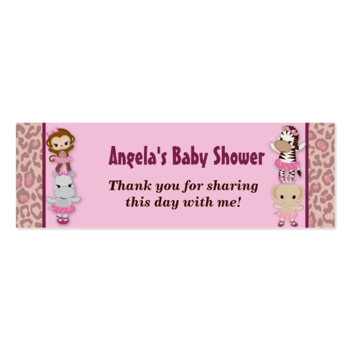Girl MONKEY Tu Tu Cute Baby Shower Favor Tags TTC Business Cards (front side)