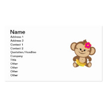 Girl Monkey With Banana Business Card Templates