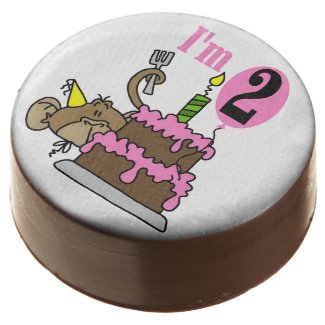 Girl Monkey With Cake 2nd Birthday Dipped Oreos Chocolate Dipped Oreo