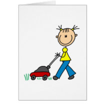 Girl Mowing Grass Card