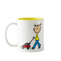 Girl Mowing Grass Mug by stick_figures Girl Mowing Grass Mug