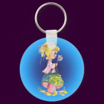 GIRL & MUSHROOM by SHARON SHARPE keychains