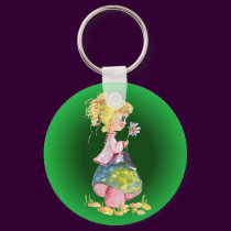 GIRL & MUSHROOM by SHARON SHARPE keychains