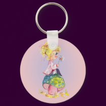 GIRL & MUSHROOM by SHARON SHARPE keychains