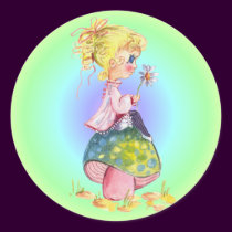 GIRL & MUSHROOM by SHARON SHARPE stickers