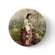 Girl of Sarajevo, Bosnia, Austro-Hungary classic P Button