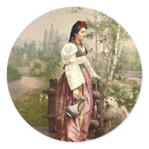 Girl of Sarajevo, Bosnia, Austro-Hungary classic P Round Stickers