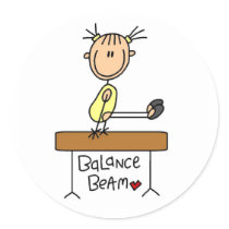 Girl on Balance Beam Round Sticker