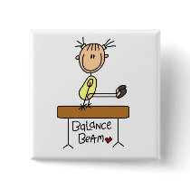 Girl on Balance Beam Tshirts and Gifts Button