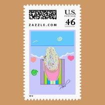 Girl On Beach postage by Perlyyyy Girl On Beach postage