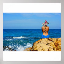 Girl on beach posters