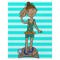 Girl On Beach With Seashell Flyer