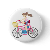 Girl on bicycle pin
