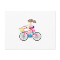 Girl on bicycle post card