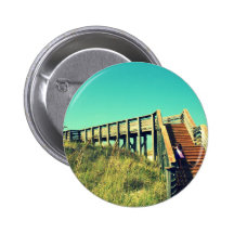 Girl on boardwalk, Florida Gulf Coast Beach Button